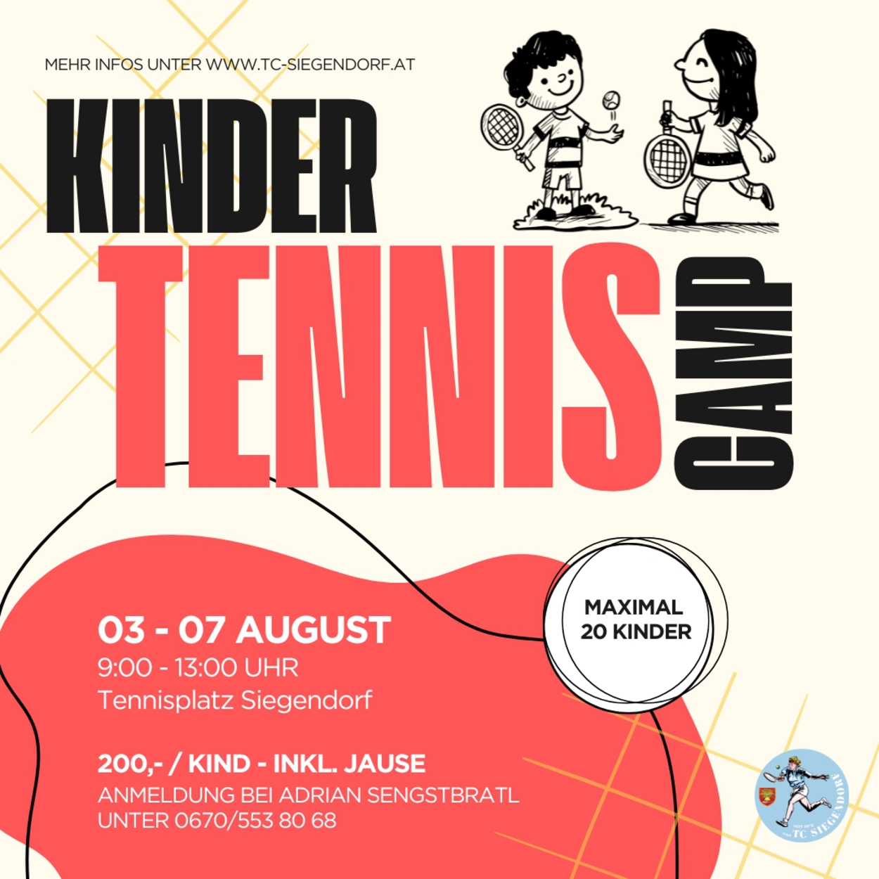 Kindertennis-Camp 2026 – Jetzt anmelden!